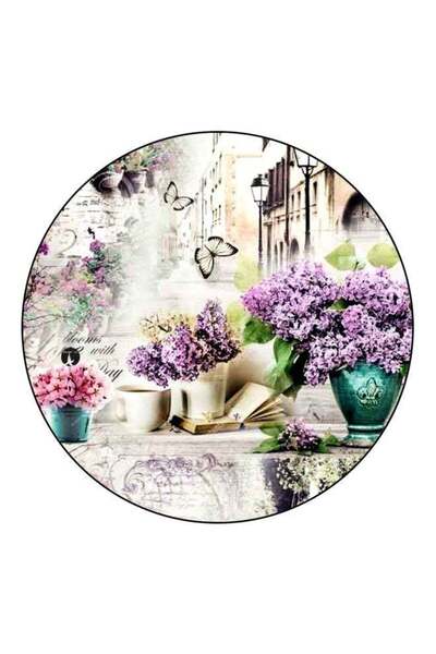 Generic Flower Printed Fridge Magnet Purple/Grey/Beige 5.5cm