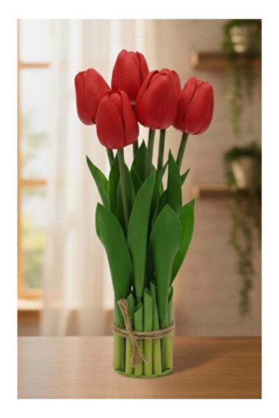 Generic AKDC Artificial Red Tulip Flowers - Plastic Blooms in Stunning Red, C...