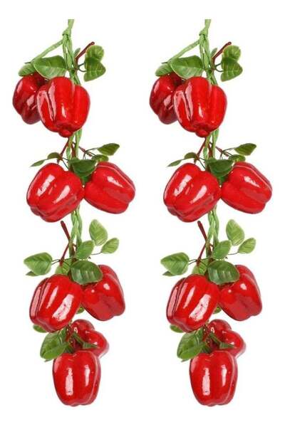 Generic Artificial Hanging Bell Pepper String, Lifelike Red, 2 Pieces