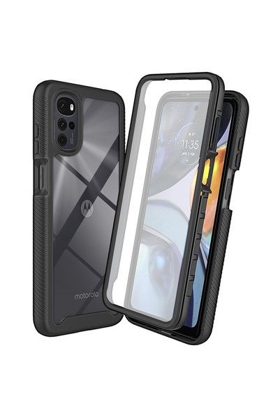 ERBORD Husă antișoc pentru Motorola Moto G22 cu folie, Negru