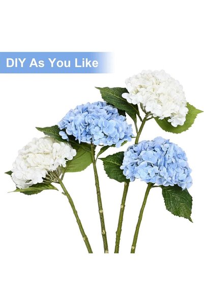 Generic Real Touch Hydrangea Artificial Flowers, 2 Blue & 2 White Real Touch ...