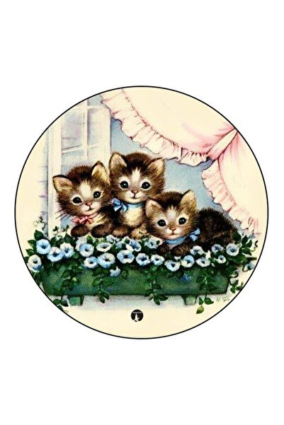 Generic Cats Printed Fridge Magnet Green/Beige/Brown 5.5cm