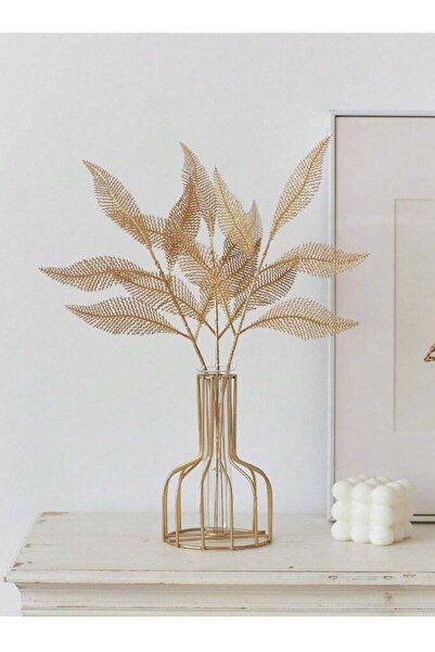 Generic 2pcs Artificial Glitter Gold Leaf Fake Plants for Indoor Outdoor Part...