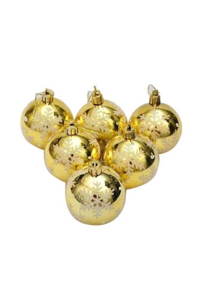 Generic 6-Piece Colourful Snowflake Ball Tree Decoration Golden 6cm