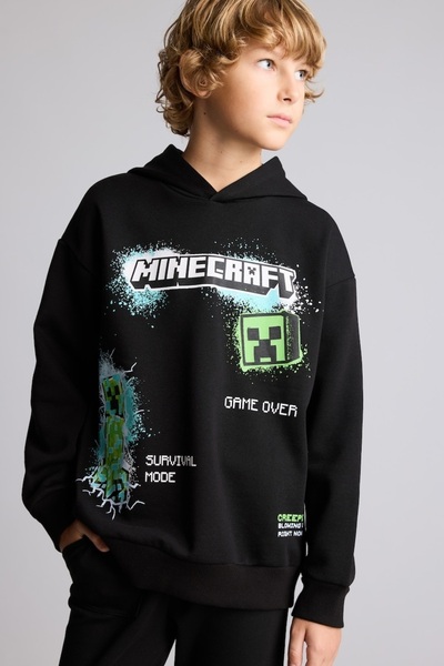 DeFacto Minecraft Lisanslı Baskılı Kapüşonlu Sweatshirt Erkek Çocuk I3354A826WN