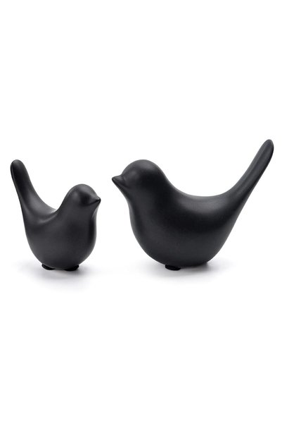 Generic Ceramic Bird Abstract Ornament – Black, Two Pieces (Large and Small),...