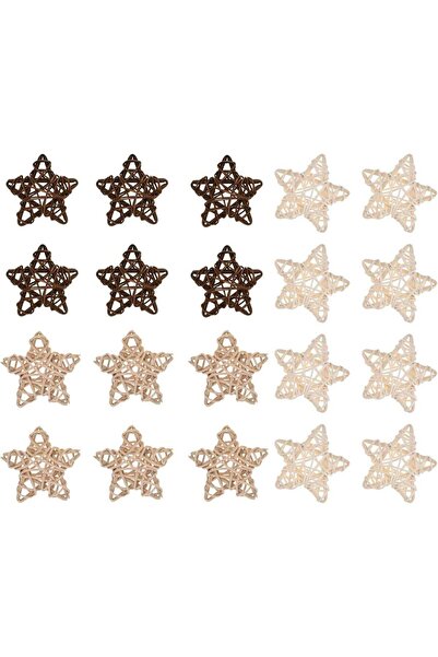Generic 20 Pieces Natural Rattan Stars, 2.4 Inch Star Shaped Wicker Rattan De...