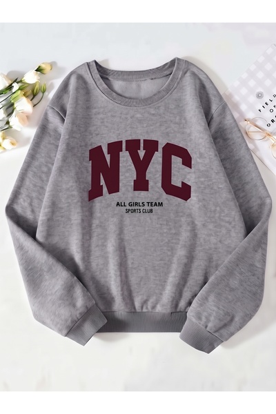 one button Hanorac unisex pentru femei/bărbați, cu imprimeu Nyc, cu gât rotun...
