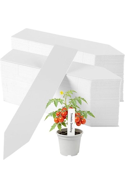 GENERAL 1200 PCS 4 Inch White Plastic Plant Labels, 10 x 2 cm Waterproof PVC ...