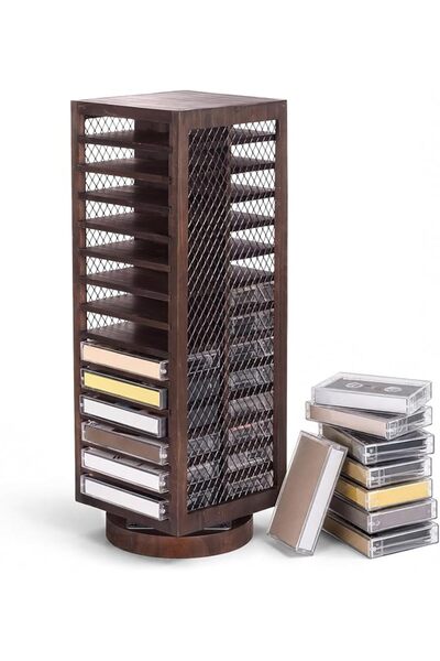 GENERAL Cassette Tape Storage, 28-Slot 360° Rotating Double Sided Storage Hol...