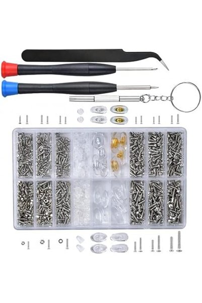 Pinsheng طقم أدوات إصلاح النظارات 1000 قطعة، مجموعة مفكات دقيقة للنظارات مع و...