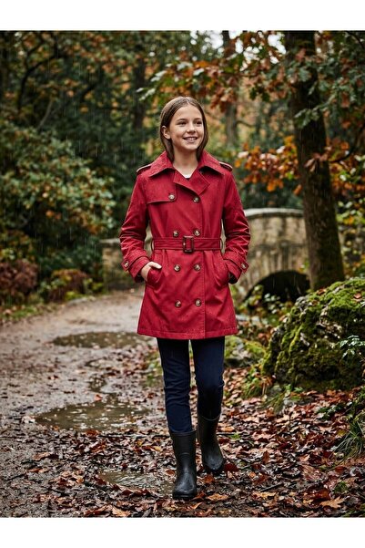 hisarpretty Unisex Children's Double-Breasted Belted Waterproof Trench Coat R...
