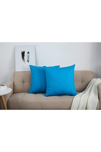 COM LIVING HOUSE Set de 2 fețe de pernă 90 x 90 cm din bumbac ranforce turcoaz