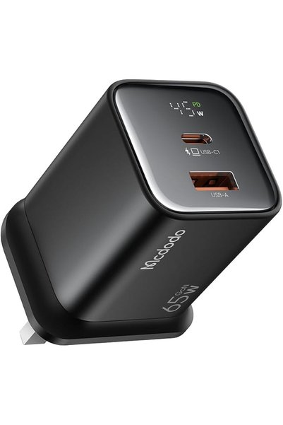 Mcdodo شاحن سريع بتقنية GaN بقوة 65 واط مع شاشة LED رقمية - شاحن حائط USB-C و...