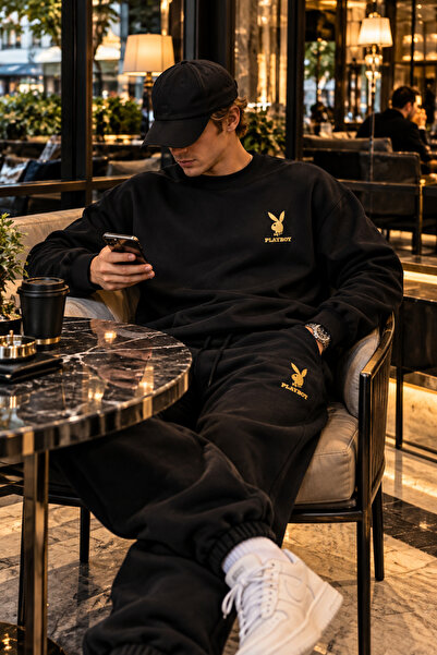 JAWÜ FASHION PLAYGIRL/PLAYBOY Βαμβακερό Σετ Φόρμας με Στάμπα Oversize, Πολυτε...