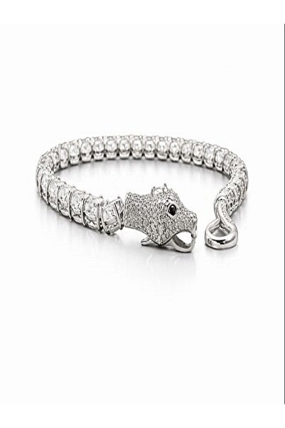 Cemsilvershop 925 Ayar Gümüş Laboratuvar Pırlantası Yılan Model Bileklik