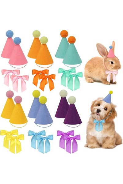 KASTWAVE 12pcs Mini Party Hats for Stuffed Animals, for Dogs, Cats, Rabbits, ...