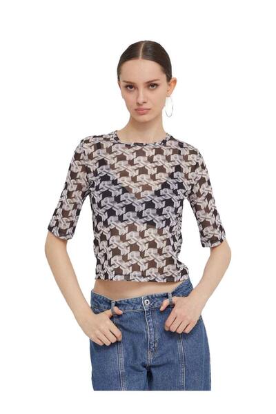 KARL LAGERFELD JEANS ΓΥΝΑΙΚΕΙΟ ΜΠΛΟΥΖΑΚΙ KLJ ΔΙΑΦΑΝΕΣ ΤΟΠ ΜΕ ΣΧΕΔΙΑ ΣΕ ΟΛΗ ΤΗ...