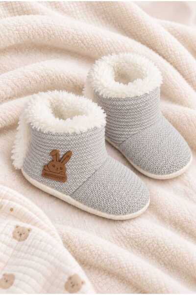 Tenra Bebek Triko Panduf Kaydırmaz Yumuşak Tabanlı Peluş Astarlı Sıcak İlk Ad...