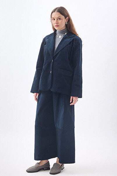 ZÜLAYS Basic Corduroy Jacket Navy Blue