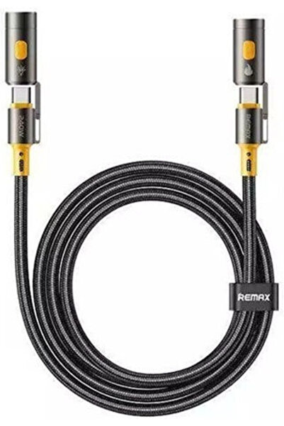 Remax LED / Πλεκτό Καλώδιο USB-C Αρσενικό - USB-C 240W PD Μαύρο 1.2μ CB21
