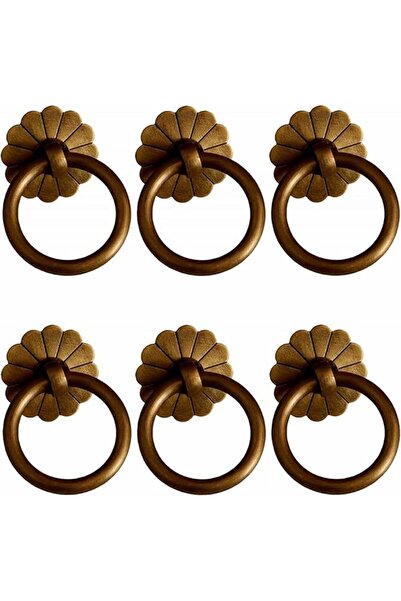 Generic 6Pcs Brass Vintage Flower Door Pull Handle Cabinet Dresser Drawer Kno...