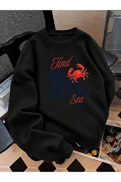 LORVEX Crew Neck Sweatshirt Unisex Children's Printed 3 Thread Threaded Winte...