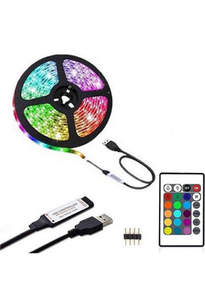 Andowl Αδιάβροχη Ταινία LED USB 5V Φως RGB 3μ Τύπου SMD5050 με Τροφοδοτικό & ...