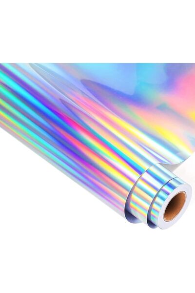 Generic Holographic Vinyl Glossy Silver Vinyl Permanent Adhesive Vinyl 12” X ...