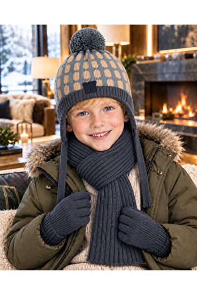 OKAVANGO Lux 4-8 Years Old Children's 3-Piece Winter Set: Pompom Beanie, Scar...