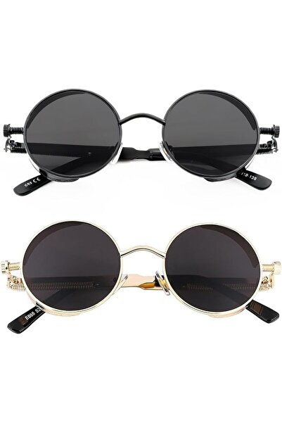 FEISEDY Anti-Scratch Round Sunglasses for Women Men Circle Steampunk Sunglass...