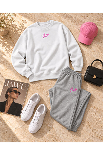 JAWÜ FASHION Swp Printed Cotton Oversize Hooded Sweet-Sweatpants Set