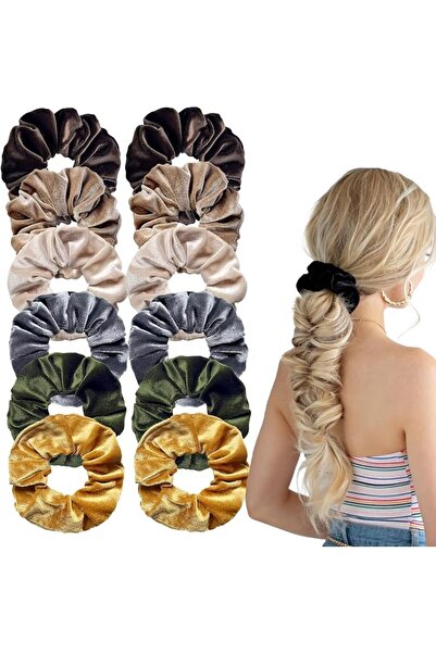 GENERAL 12 Pcs Velvet Scrunchies for Women Girls, Soft Hair Ties Fashion Hair...