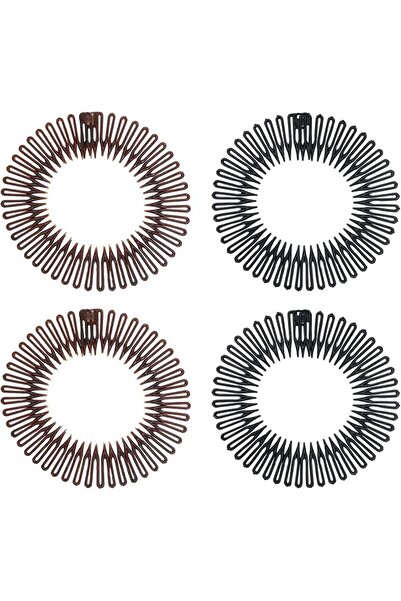MEKEET Comb Headband 4 Pieces Full Circular Stretch Flexible Zig Zag Hairband...