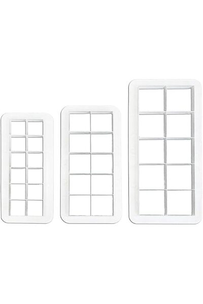 GENERAL 3Pcs Square Cookie Cutter Set with Geometric Design, 3 Sizes Plastic ...
