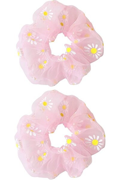 GENERAL 2Pcs Pink Daisy Mesh Hair Scrunchies Spring Flower Hair Scrunchies Da...