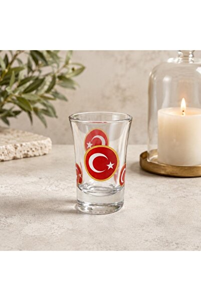 Elen Hediyelik Shot Glass with Turkish Flag Theme