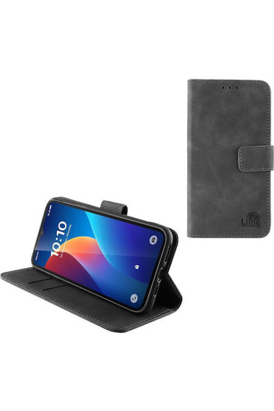 Lime Θήκη Συνθετικό Δέρμα / Σιλικόνη Γκρι (Tcl K70 Se)