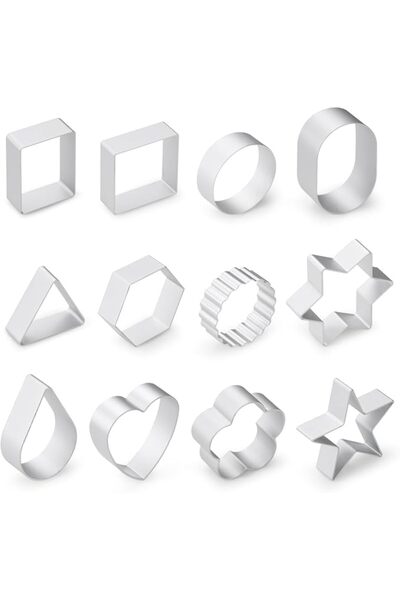 Diakey 12 Pack Cookie Cutters Set, Seamless One-Piece Mold, Comfort Grip Alum...