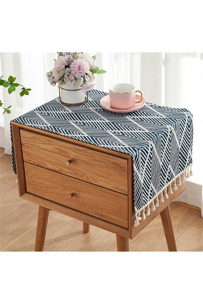 GENERAL Utobanh Bedside Table Cloth with Tassel Small Table Cover for Nightst...