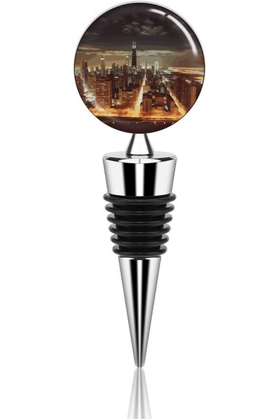 GENERAL Chicago City Wine Bottle Stoppers Stainless Steel Reusable Leak-Proof...