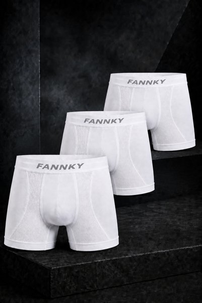 Şeker Portakalım Men's Comfortable Flexible Seamless 3-Piece White Boxer