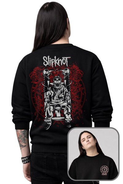 Fuddy Moda Hanorac unisex oversize Slipknot, imprimat pe spate, fără glugă, c...