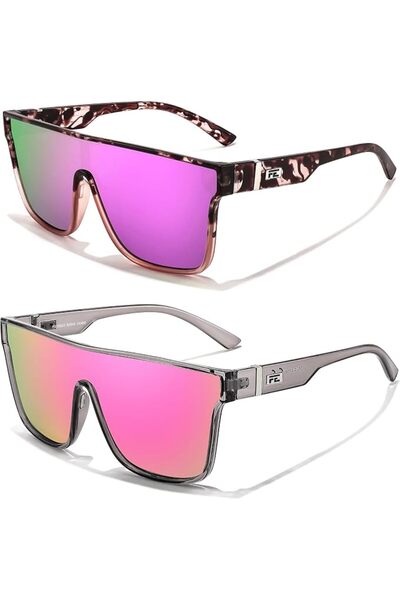 FEISEDY Fashion Flat Top Sunglasses Trendy Oversized Square Shades Women Men ...