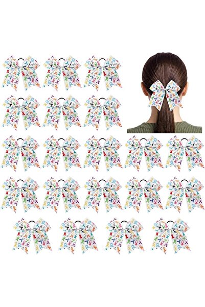 GENERAL Wavwavw 20 Pieces 7 Inch Cancer Awareness Ribbon Hair Band Bow Bulk E...