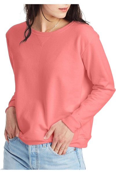 HANES Women's Ecosmart V-Notch Crewneck Sweatshirt, Fleece Pullover Sweatshir...