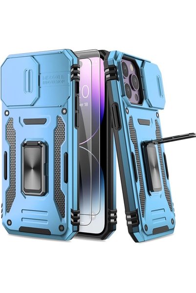KASTWAVE غطاء حماية لهاتف آيفون 14 برو ماكس مع غطاء للكاميرا، غطاء مع واقي لل...