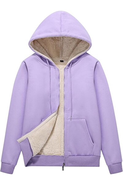 Flygo Women Winter Hoodies Zip Up Fleece Sherpa Lined Warm Sweatshirts Jacket