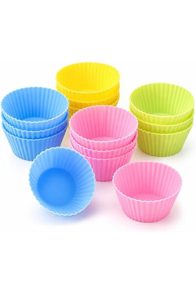 MiniBeeDoll Mini Silicone Muffin Cups & Cupcake Liners 2 in, Round, 12 Count,...