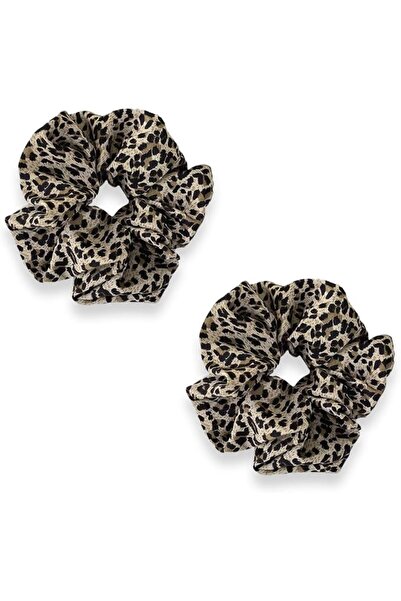 GENERAL Leopard Scrunchies 2 Pack Elastic Hair Ties Ponytail Holders for Wome...